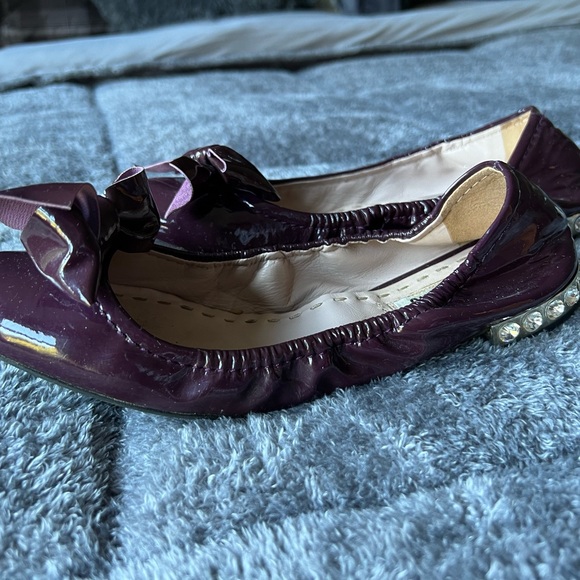 Purple Miu Miu patent leather ballet flats with stones in heel, size 38 - Picture 3 of 5